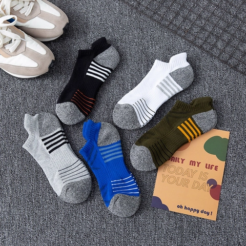 Calze Alla Caviglia Uomo Mesh Traspirante Misto Cotone Invisibile Strisce Sportivo Atletico Casual Estate Sottile