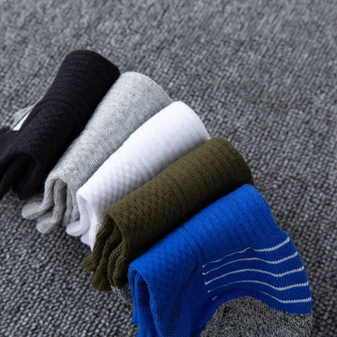 Calze Alla Caviglia Uomo Mesh Traspirante Misto Cotone Invisibile Strisce Sportivo Atletico Casual Estate Sottile