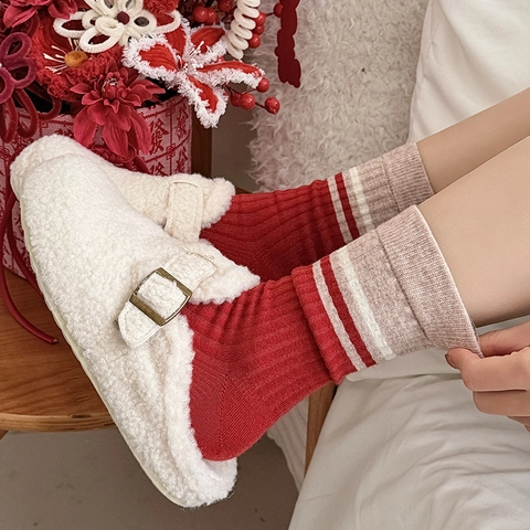 Dames Sokken Zacht Warm Breisel Gestrereept Geribbeld Middelhoog Winter Herfst Casual Mode Elastisch Comfortabel Ademend