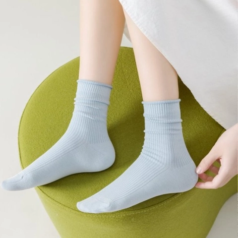 Damen Wadenhohe Socken Gekämmte Baumwolle Antibakteriell Rippstrick Rollrand Nahtlose Zehen Atmungsaktiv Lässig Strumpfwaren