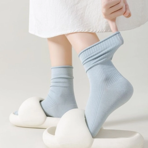 Damen Wadenhohe Socken Gekämmte Baumwolle Antibakteriell Rippstrick Rollrand Nahtlose Zehen Atmungsaktiv Lässig Strumpfwaren