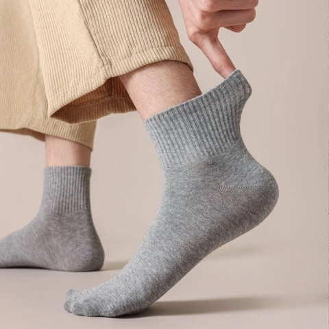 Herren Crew Socken Baumwolle Antibakteriell Geruchshemmend Atmungsaktiv Schweißabsorbierend Einfarbig Lässig Gerippt
