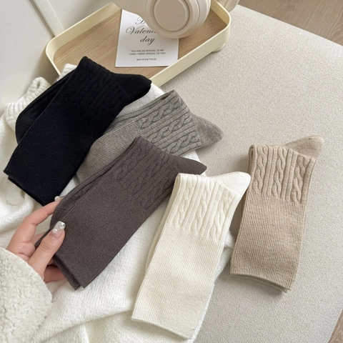 Calze Metà Polpaccio Donna Maglia Acrilica Caldo Spesso Inverno Autunno Retrò Trecce Slouch Colore Solido Casual Morbido Moda