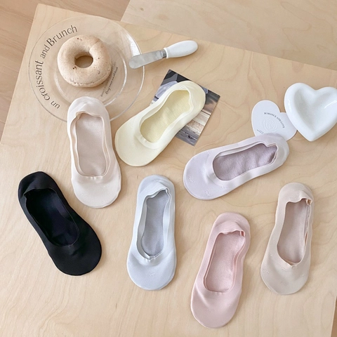 Women Invisible Boat Socks Combed Cotton Mesh Breathable Non-slip Silicone Heel Thin Low Cut Summer Peds
