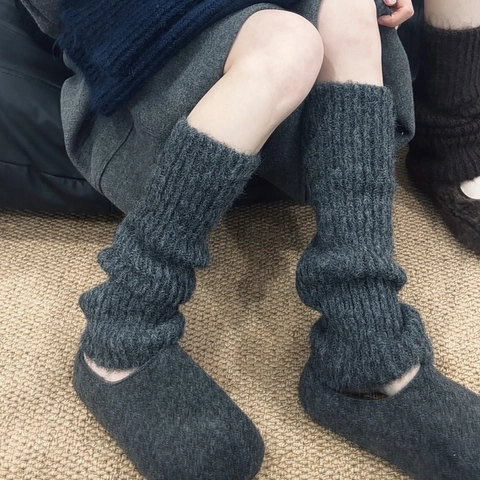 Women Knit Leg Warmers Soft Fuzzy Ribbed Slouchy Winter Warm Thick Solid Color Boot Cuffs