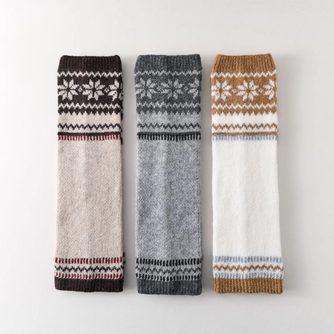 Knitted Leg Warmers Polyester Warm Winter Nordic Snowflake Pattern Fair Isle Slouchy Socks For Women Retro Style