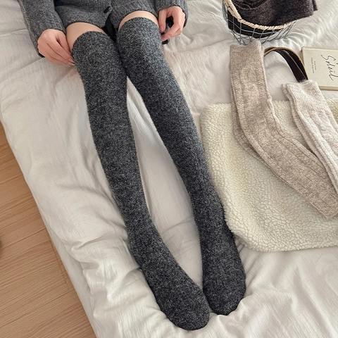 Chaussettes Hautes Femme Tricot Torsadé Épaisses Chaudes Hiver Style Académie Japonaise Chaussettes Longues