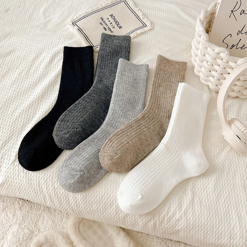 Calze Slouch Da Uomo Misto Lana Maglia A Costine Ispessite Calde Metà Polpaccio Tinta Unita Autunno Inverno Casual Business