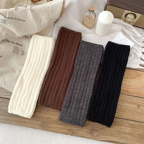 Leg Warmers Women Ribbed Knit Slouch Socks Solid Color Thick Winter Autumn Warm Japanese Style Y2K Accessory