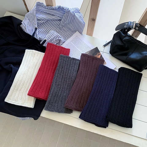 Calentadores Piernas Mujer Punto Canalé Acrílico Cálido Grueso Color Sólido Estilo Japonés Slouchy Split