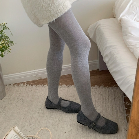 Pantimedias De Punto Mezcla De Algodón Alta Elasticidad Color Sólido Medias Adelgazantes Para Mujeres Otoño Invierno Estilo Japonés