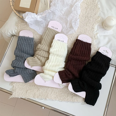 Calentadores Piernas Mujer Punto Canalé Acrílico Grueso Dobladillo Abertura Cálido Invierno Otoño Casual Color Sólido Estilo JK