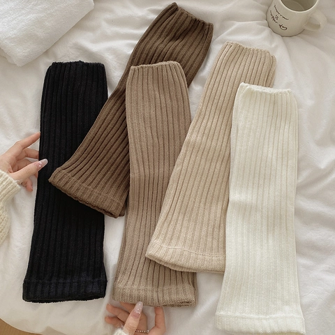 Women Knit Leg Warmers Slouchy Ribbed Acrylic Socks Korean Minimalist JK Style Winter Warm Solid Color Accessories