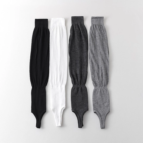 Women Stirrup Leg Warmers Cotton Ribbed Thin Breathable Ballet Style Solid Color Long Socks