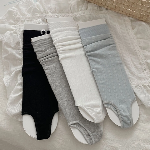 Damen Baumwolle Gerippte Stegstulpen Offene Zehen Mittellange Socken Atmungsaktiv Einfarbig Für Yoga Flip Flops