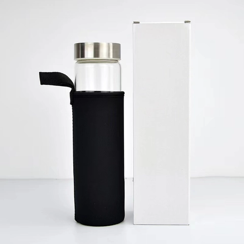 Crystal Energy Water Bottle Borosilicate Glass With Natural Stones Healing Gemstones Stainless Steel Lid Portable Wellness