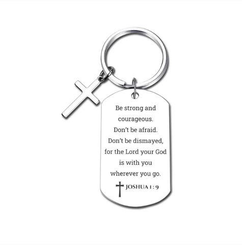 Llavero De Versículo Bíblico De Acero Inoxidable Con Cruz Regalo Religioso Inspirador Para Hombres Mujeres Joyas Cristianas