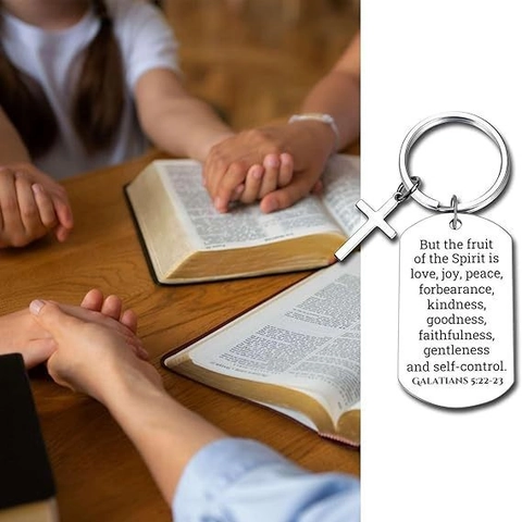 Llavero De Versículo Bíblico De Acero Inoxidable Con Cruz Regalo Religioso Inspirador Para Hombres Mujeres Joyas Cristianas