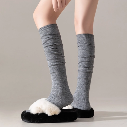 Calze Slouch Donna Argyle Diamante Maglia Cashmere Misto Caldo Inverno Metà Polpaccio Sopra Il Ginocchio Lunghe Costine