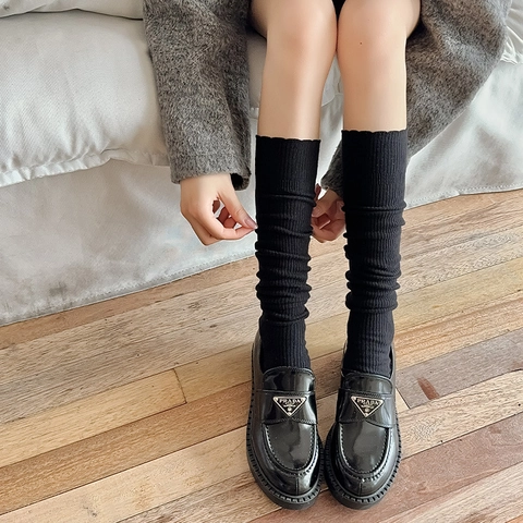 Calcetines De Punto De Algodón Para Mujer Estilo Japonés JK Con Rayas Verticales Hasta La Pantorrilla Color Sólido Otoño Invierno