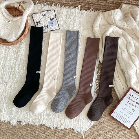 Damen Wadenlange Socken Wollmischung Verdickt Warm Rippenstrick Slouchy Pile Socken Japanischer Ins Stil Mit Seitenetikett