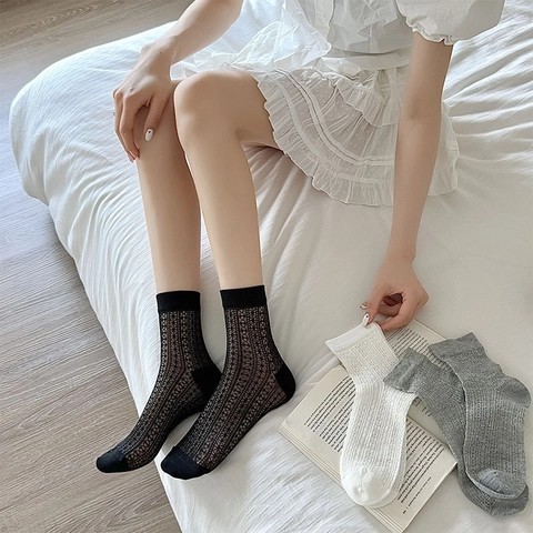 Hollow Out Mesh Crew Sokken Katoen Ademend Dun Koreaanse Zoete Stijl Voor Vrouwen JK Uniform Accessoires