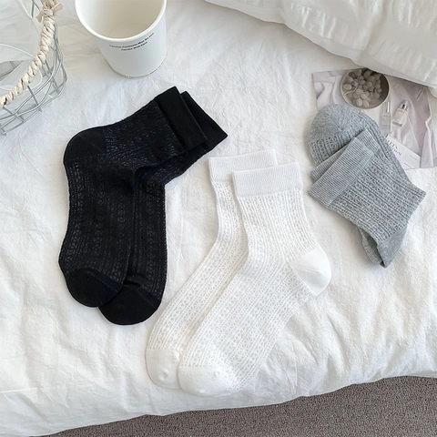 Hollow Out Mesh Crew Sokken Katoen Ademend Dun Koreaanse Zoete Stijl Voor Vrouwen JK Uniform Accessoires