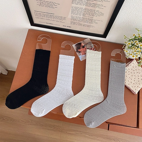 Women Lace Slouch Calf Socks Hollow Out Mesh Breathable Balletcore Style Vintage Sweet Nylon Leg Warmers For Girls