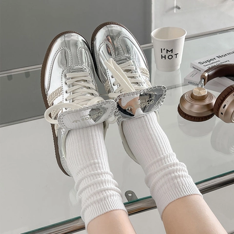 Damen Crew Socken Baumwollmischung Rippstrick Einfarbig Japanischer Akademie Stil Weich Elastisch Mittelhoch Freizeit