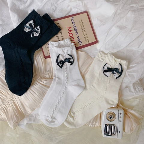Chaussettes Mi-Mollet En Coton Pour Femmes Avec Noeud Style Scolaire Japonais JK Motif Torsadé Doux Filles