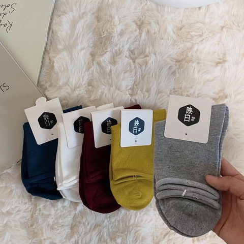 Damen Baumwolle Crew Socken Schweißabsorbierend Atmungsaktiv Einfarbig Japanischer Stil College Stil Lässiger Alltag Weich