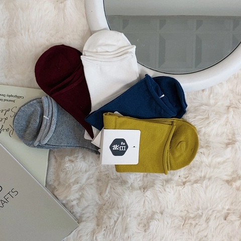 Damen Baumwolle Crew Socken Schweißabsorbierend Atmungsaktiv Einfarbig Japanischer Stil College Stil Lässiger Alltag Weich