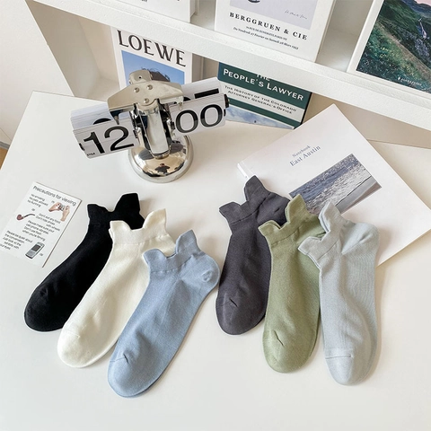 Men Ankle Socks Cotton Blend Mesh Breathable Low Cut Japanese Style Solid Color Minimalist Sweat Absorbent With Heel Tab