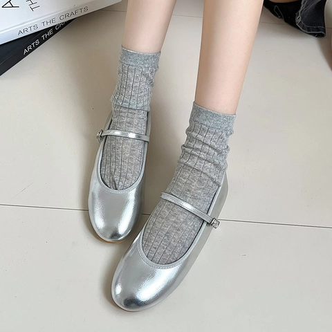 Calcetines Tabi De Algodón Para Mujer Transpirables De Punto Acanalado Media Pantorrilla Estilo Japonés Color Sólido
