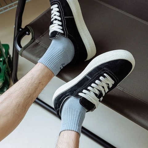 Herren Crew Socken Baumwollmischung Rippstrick Buchstaben Bestickt Streetwear Sportlich Lässig Einfarbig Atmungsaktiv