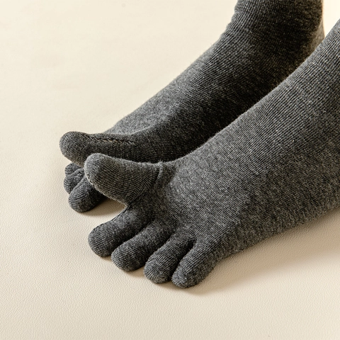 Five Finger Socks Women Toe Separated Mid Calf Cotton Knitted Sweat Absorbing Simple Japanese Style Solid Color