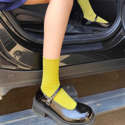 Calcetines Slouch Terciopelo Acanalado Fino Transpirable Estilo JK Color Caramelo Sólido Medias Mujer Moda