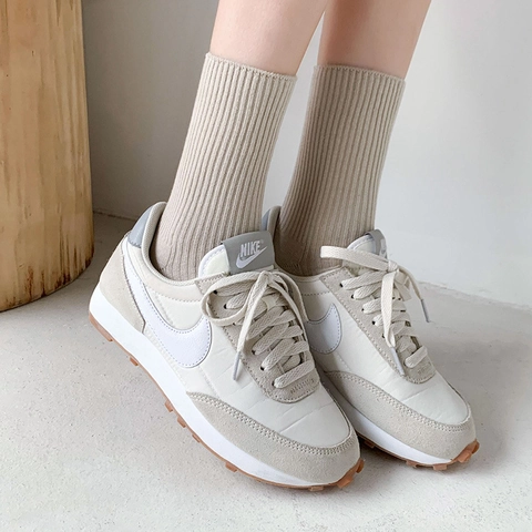 Damen Crew Socken Baumwolle Gerippt Einfarbig Japanischer JK Stil Wadenhoch Atmungsaktiv Vielseitig Modisch Lässig Weich