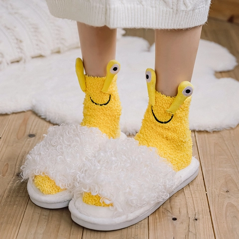 Calze In Pile Di Corallo Con Occhi Di Cartone Animato Spesse Calde Media Lunghezza Per Donne Stile Giapponese Morbido Comodo