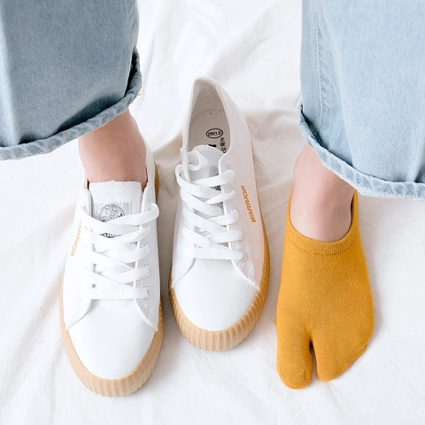 Tabi Socken Baumwolle Geteilter Zehen Design Rutschfeste Silikon Ferse Low Cut Unsichtbare Socken Atmungsaktiv Dünn Einfarbig Unisex