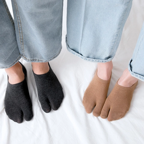 Tabi Socken Baumwolle Geteilter Zehen Design Rutschfeste Silikon Ferse Low Cut Unsichtbare Socken Atmungsaktiv Dünn Einfarbig Unisex