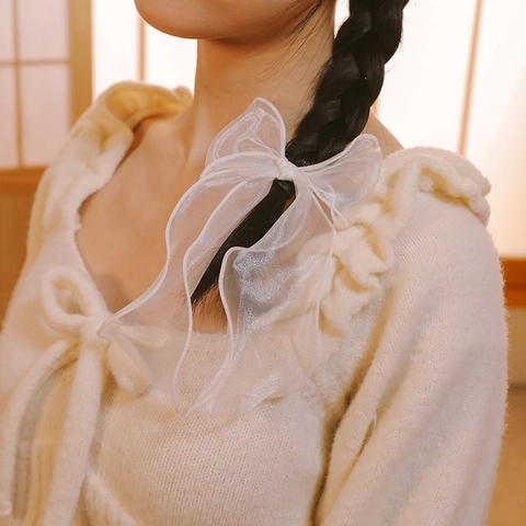 Lolita Sokken Dames Katoen Grote Organza Strik Ruches Zoete JK Uniform Prinses Stijl Ademende Kousen