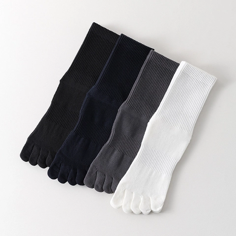 Calcetines De Punta Dividida Para Hombre Algodón Transpirable Absorbente De Sudor Media Pantorrilla Color Sólido