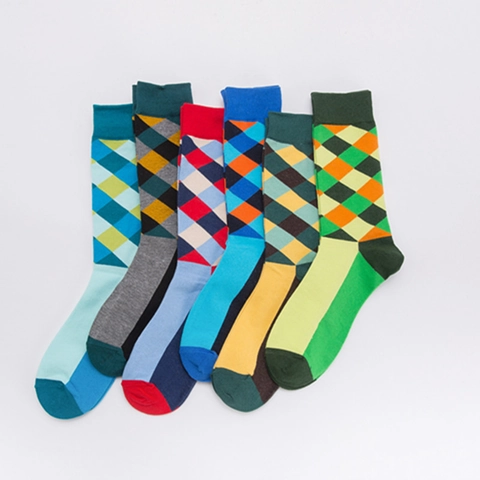Calze Al Polpaccio Da Uomo Con Motivo A Rombi Argyle Stile Britannico Retrò Misto Cotone Traspirante Casual