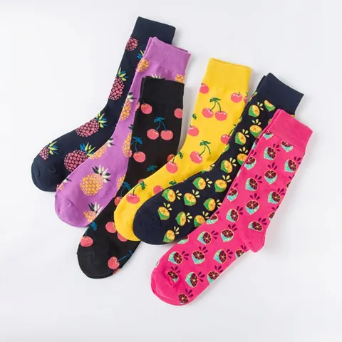 Calze Al Polpaccio Con Stampa Di Frutta Misto Cotone Novità Casual Calzini Per Uomo Donna Unisex