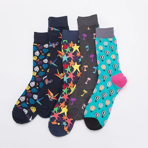 Calze Al Polpaccio Con Motivi Fantasia Misto Cotone Colorato Casual Traspirante Moda Da Uomo