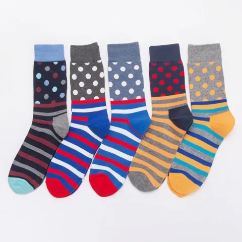 Crew Socken Baumwollmischung Atmungsaktiv Rutschfest Geometrisch Punktstreifen Retro Lässig Unisex Accessoires