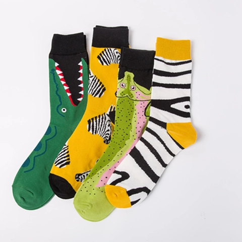 Calze Girocollo Con Motivo Animalier Novità Misto Cotone Traspirante Comodo Casual Colorato Uomo Donna