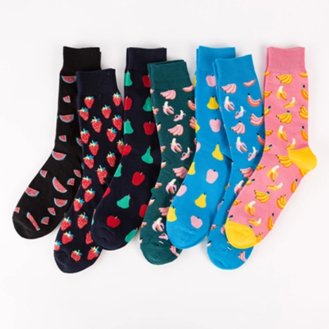 Calze Al Polpaccio Cotone Fantasia Frutta Colorata Anguria Banana Fragola Casual Traspirante Novità Uomo Moda