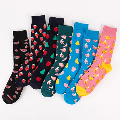 Calze Al Polpaccio Cotone Fantasia Frutta Colorata Anguria Banana Fragola Casual Traspirante Novità Uomo Moda